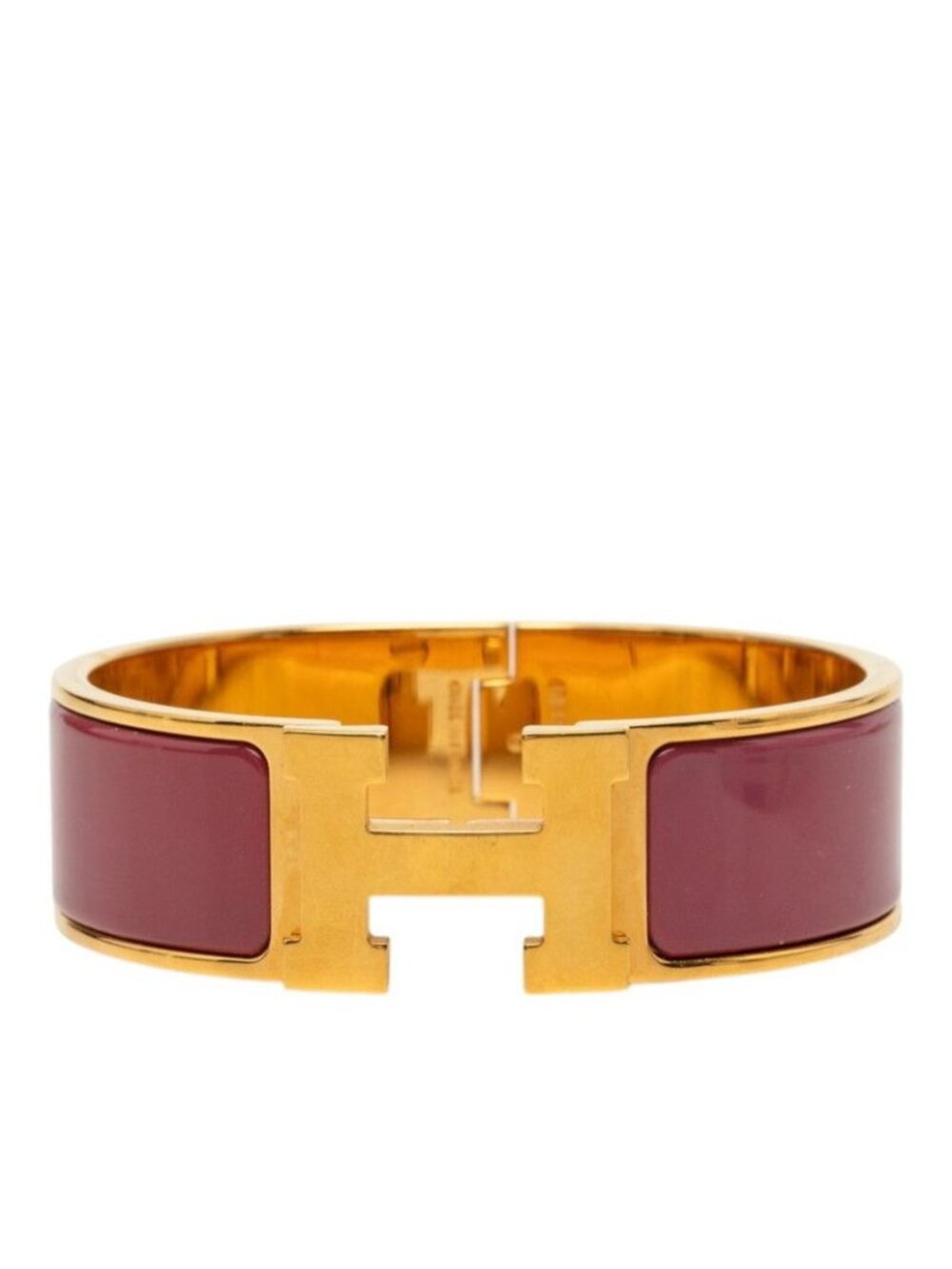 Hermes Clic Clac H PM Bracelet Bangle Gold Purple Plated Enamel